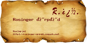 Rosinger Árpád névjegykártya